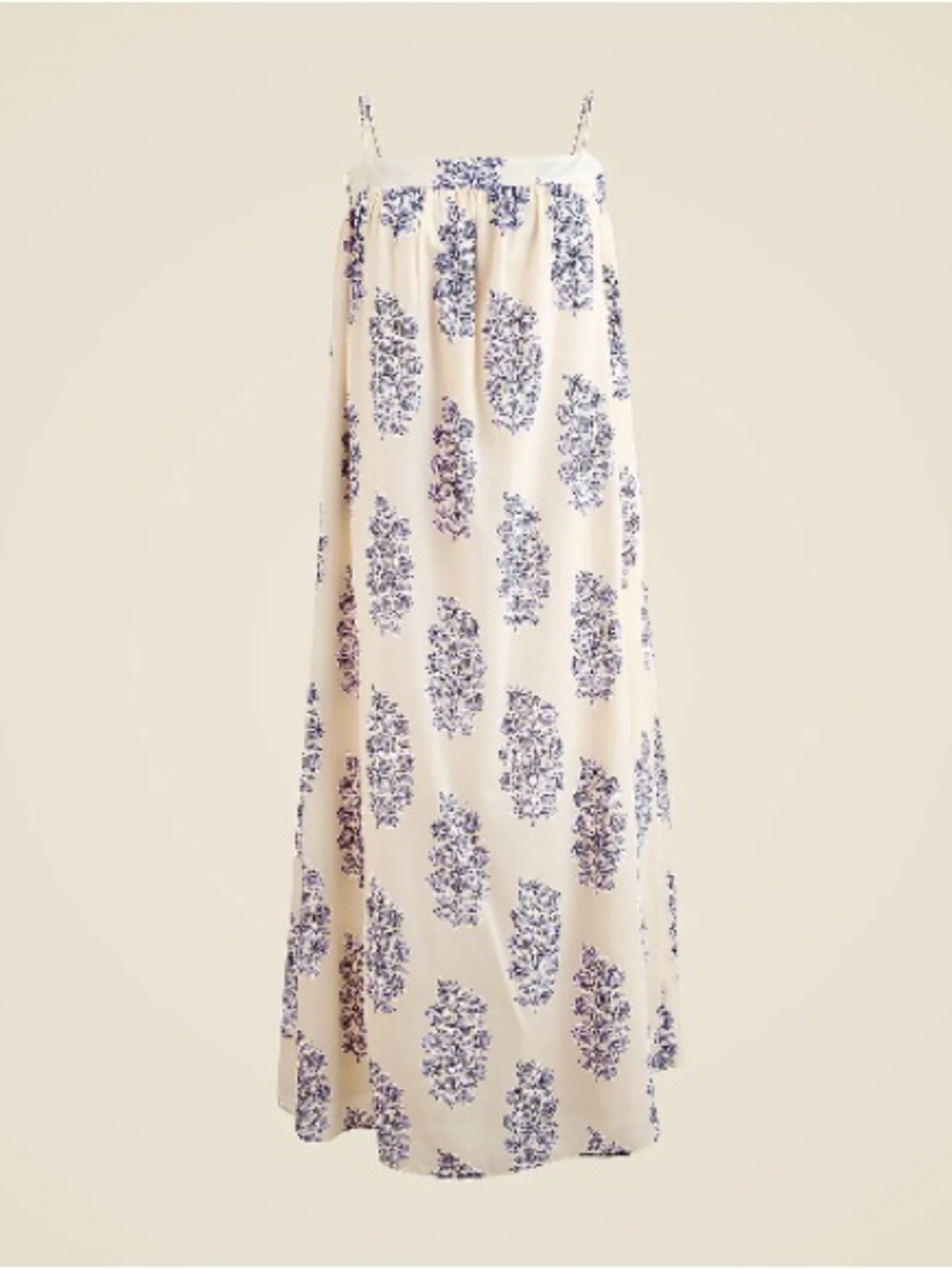 J. Crew Cream Maxi Skirt with Blue Floral Motif